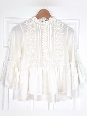 Zara Ivory Peplum Blouse Size XS